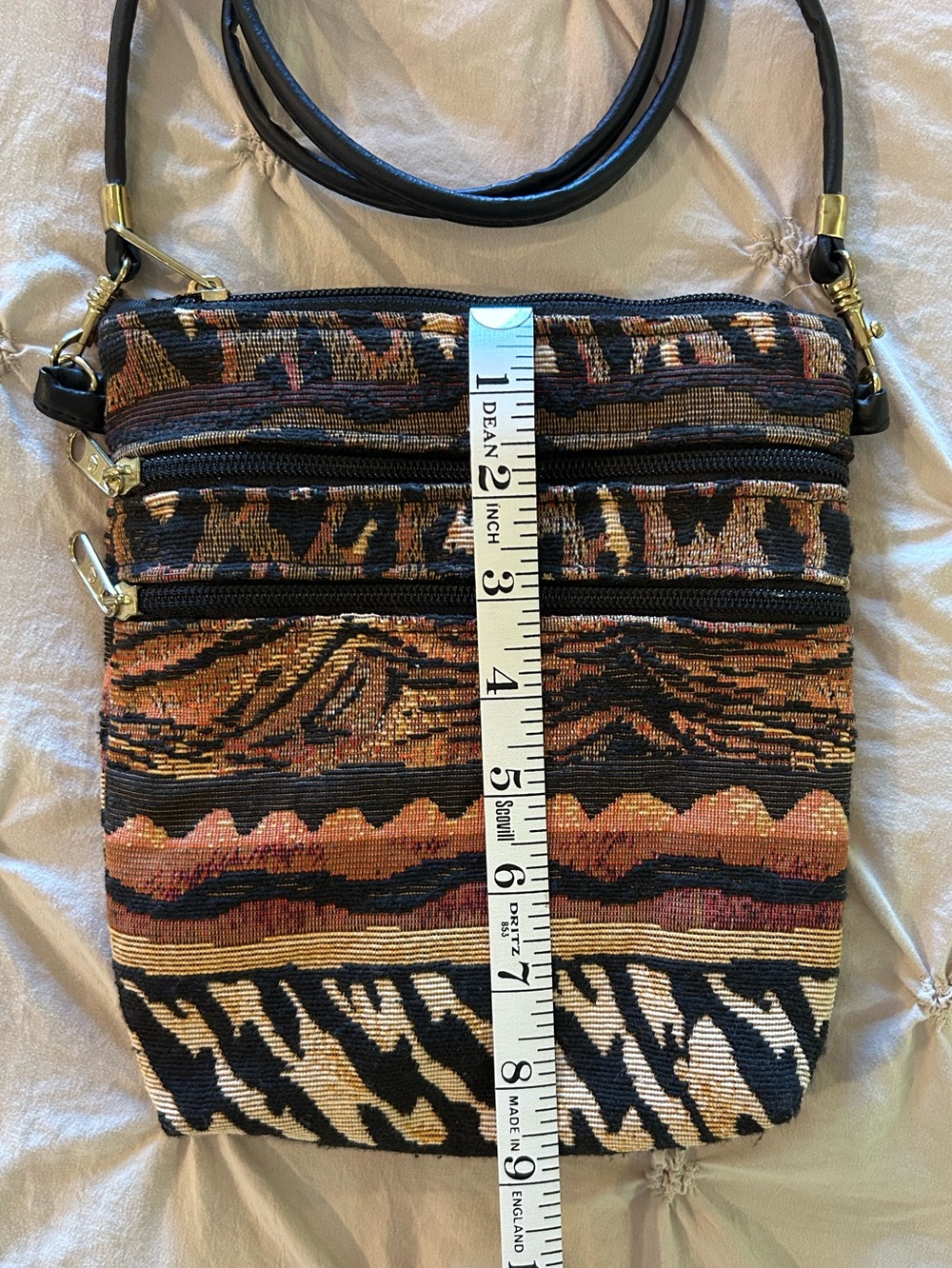 🐆 Fun Boho Animal Print Crossbody Bag in Multi Brown/Black 🦓 - Picture 7 of 10